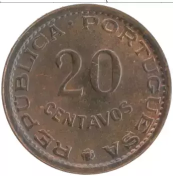 Монета 20 сентаво Мозамбика 1973 года Бронза Португальская колония