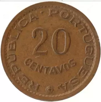 Монета 20 сентаво Мозамбика 1973 года Медь Протекторат Португалии