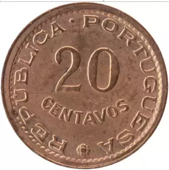 Монета 20 сентаво Мозамбика 1974 года Бронза Португальская колония