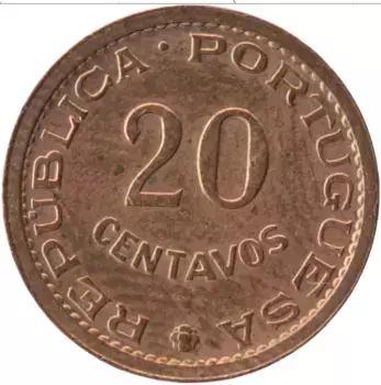 Монета 20 сентаво Мозамбика 1974 года Бронза Португальская колония