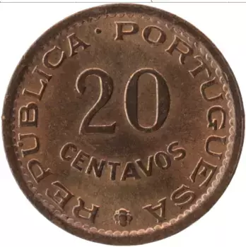 Монета 20 сентаво Мозамбика 1974 года Бронза Португальская колония