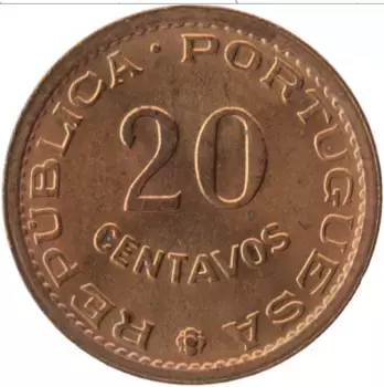 Монета 20 сентаво Мозамбика 1974 года Бронза Португальская колония
