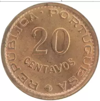 Монета 20 сентаво Мозамбика 1974 года Бронза Португальская колония