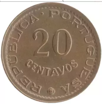 Монета 20 сентаво Мозамбика 1974 года Бронза