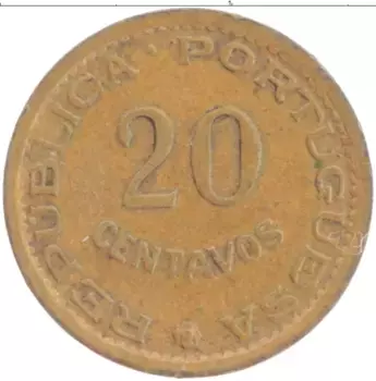 Монета 20 сентаво Мозамбика 1974 года Медь