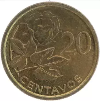 Монета 20 сентаво Мозамбика 2006 года Латунь