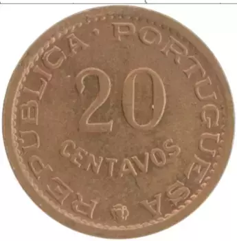 Монета 20 сентаво Сан-Томе и Принсипи 1971 года Бронза Португальская колония