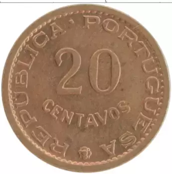 Монета 20 сентаво Сан-Томе и Принсипи 1971 года Бронза Португальская колония
