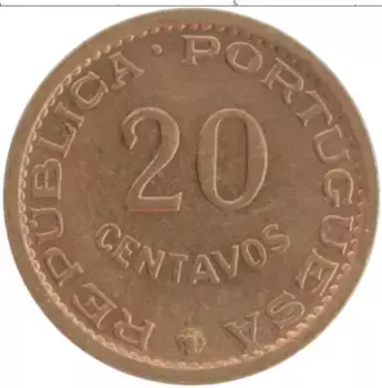 Монета 20 сентаво Сан-Томе и Принсипи 1971 года Бронза Португальская колония