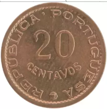 Монета 20 сентаво Сан-Томе и Принсипи 1971 года Медь Протекторат Португалии