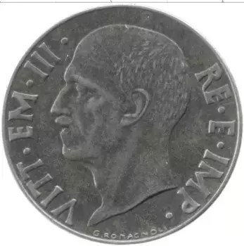 Монета 20 сентесим Италии 1940 года Медно-никель Витторио Эммануил III