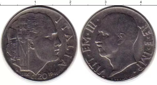 Монета 20 сентесим Италии 1941 года Медно-никель Виктор Эммануил III