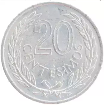 Монета 20 сентесим Уругвая 1965 года Алюминий