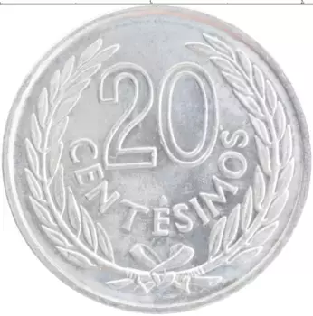 Монета 20 сентесим Уругвая 1965 года Алюминий