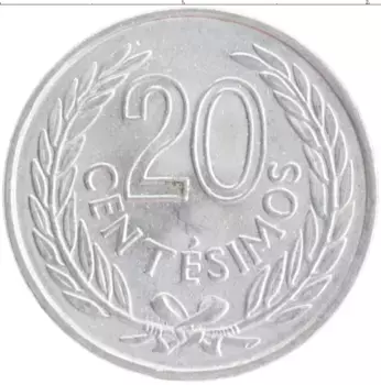 Монета 20 сентесим Уругвая 1965 года Алюминий Артигас