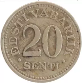 Монета 20 сенти Эстонии 1935 года Медно-никель