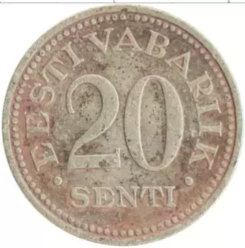 Монета 20 сенти Эстонии 1935 года Медно-никель