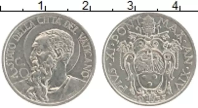 Монета 20 сентим Ватикана 1935 года Медно-никель Бенедикт XV