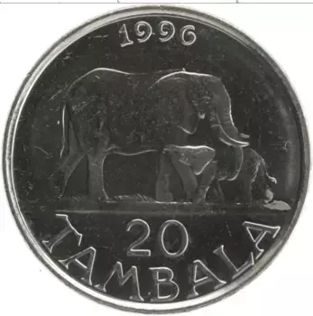 Монета 20 тамбала Малави 1996 года Медно-никель