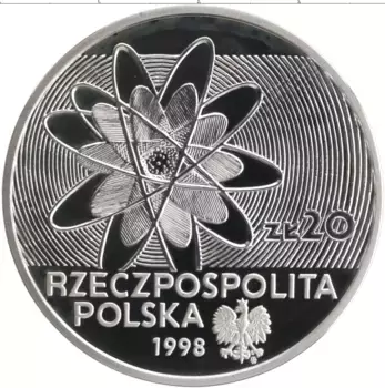 Монета 20 злотых Польши 1998 года Серебро 100 лет открытию полония и радия