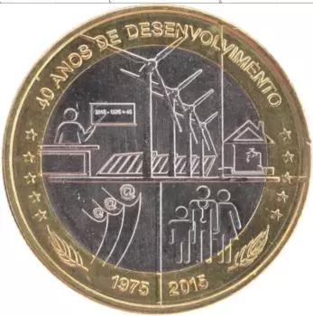 Монета 250 эскудо Кабо-Верде 2015 года Биметалл 40 лет независимости