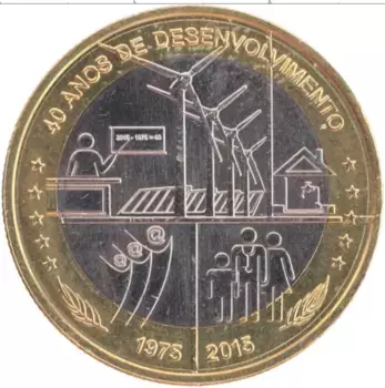 Монета 250 эскудо Кабо-Верде 2015 года Биметалл 40 лет независимости