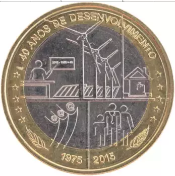 Монета 250 эскудо Кабо-Верде 2015 года Биметалл 40 лет независимости