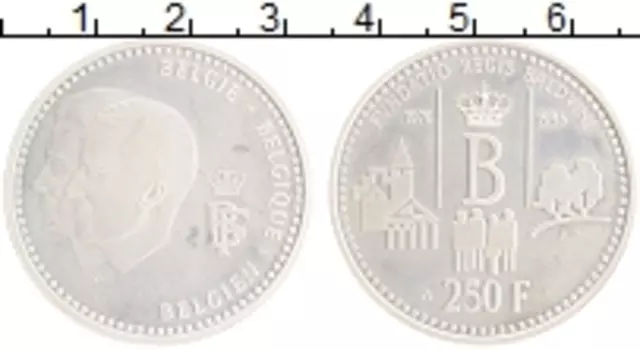 Монета 250 франков Бельгии 1996 года Серебро 20 лет Фонду короля Бодуэна