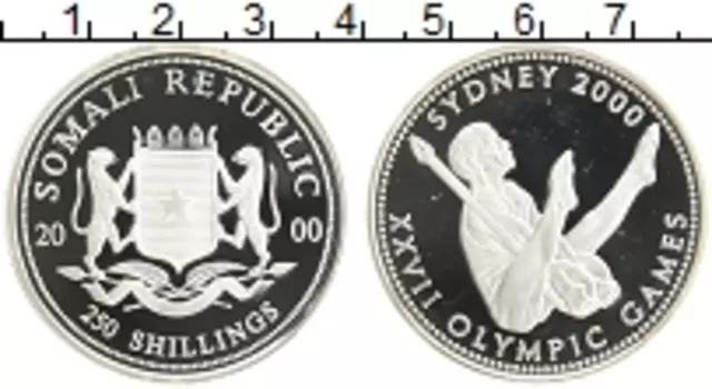 Монета 250 шиллингов Сомали 2000 года Серебро Олимпийские игры в Сиднее 2000