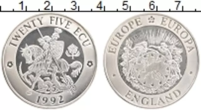 Монета 25 экю Англии 1992 года Серебро UNUSUAL