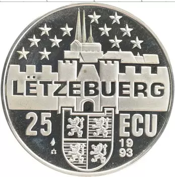 Монета 25 экю Люксембурга 1993 года Серебро UNUSUAL