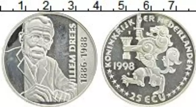 Монета 25 экю Нидерланд 1998 года Серебро Виллем Дрес