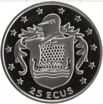 Монета 25 экю Острова Мэн 1994 года Серебро Елизавета II