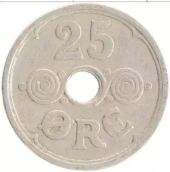 Монета 25 эре Дании 1924 года Медно-никель Кристиан Х