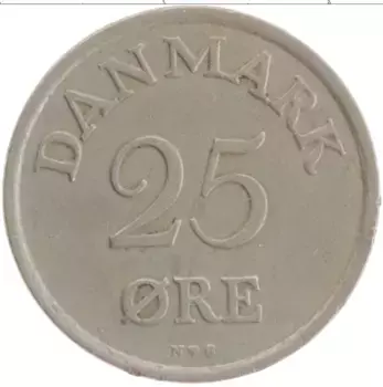 Монета 25 эре Дании 1949 года Медно-никель Фредерик IX