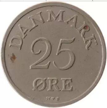 Монета 25 эре Дании 1951 года Медно-никель Фредерик IX