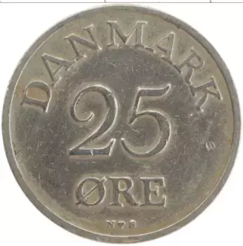 Монета 25 эре Дании 1954 года Медно-никель Фредерик IX