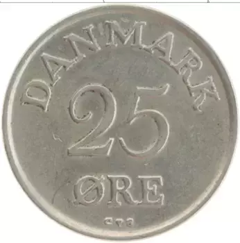 Монета 25 эре Дании 1958 года Медно-никель Фредерик IX