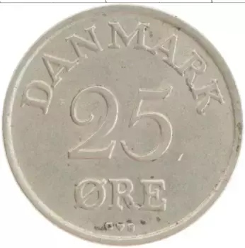 Монета 25 эре Дании 1958 года Медно-никель Фредерик IX