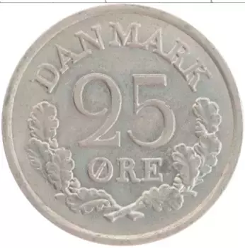 Монета 25 эре Дании 1965 года Медно-никель Фредерик IХ