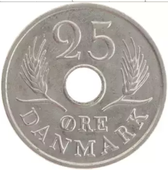 Монета 25 эре Дании 1967 года Медно-никель Фредерик IX