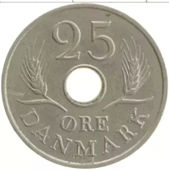 Монета 25 эре Дании 1967 года Медно-никель Фредерик IX