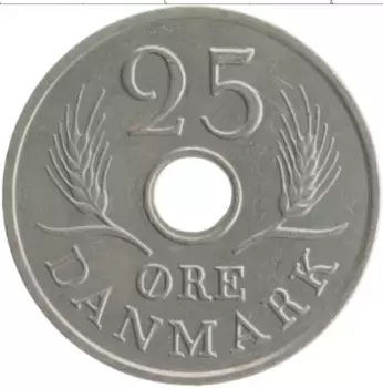 Монета 25 эре Дании 1967 года Медно-никель Фредерик IX