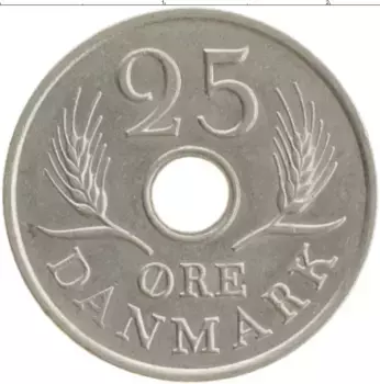 Монета 25 эре Дании 1969 года Медно-никель Фредерик IX