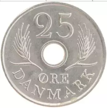 Монета 25 эре Дании 1970 года Медно-никель Фредерик IX