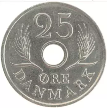 Монета 25 эре Дании 1970 года Медно-никель Фредерик IX