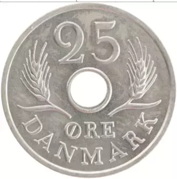 Монета 25 эре Дании 1971 года Медно-никель Фредерик IX