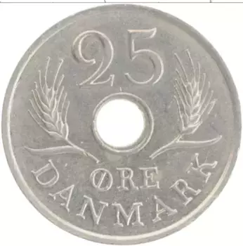 Монета 25 эре Дании 1972 года Медно-никель Фредерик IX