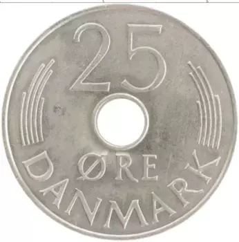 Монета 25 эре Дании 1981 года Медно-никель Маргрете II
