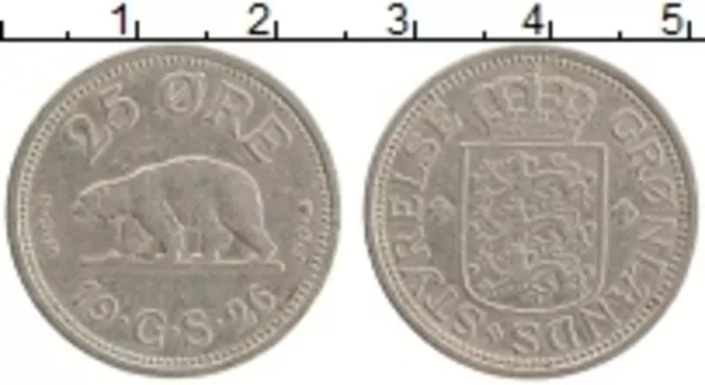 Монета 25 эре Гренландии 1926 года Медно-никель